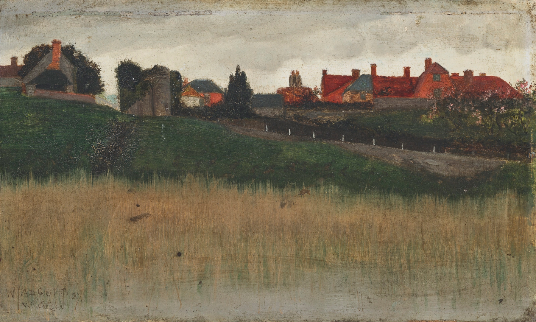 Winchelsea by William Padgett, oil on canvas depicting light over ruins and an arch.