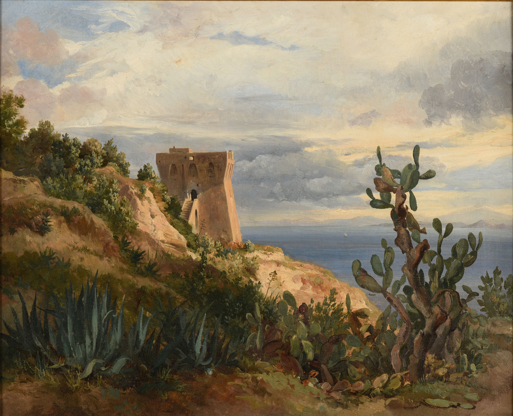 Coastal landscape with greenery, oil on canvas by Jacques-Raymond Brascassat