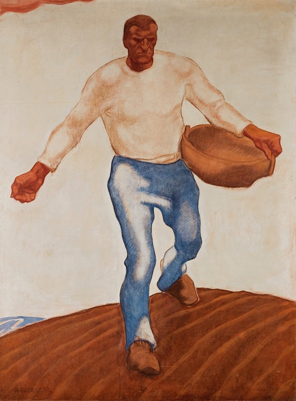 Albin Egger Lienz's 'The Sower' captures a rural scene of agricultural labor.