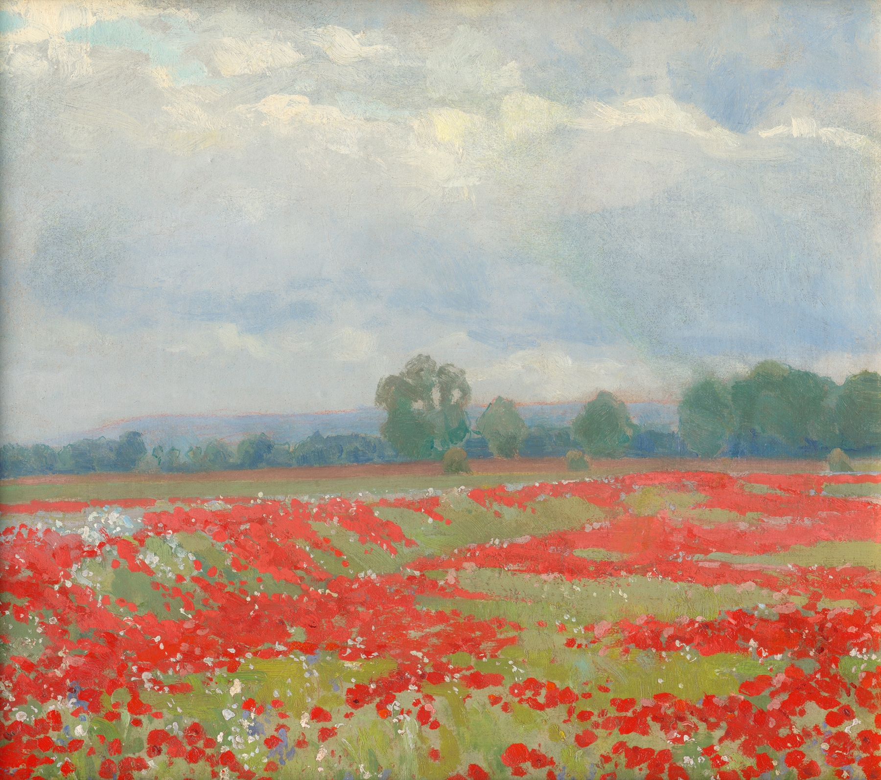 Landscape by Ľudovít Čordák, impressionism, depicting gentle hills and light.