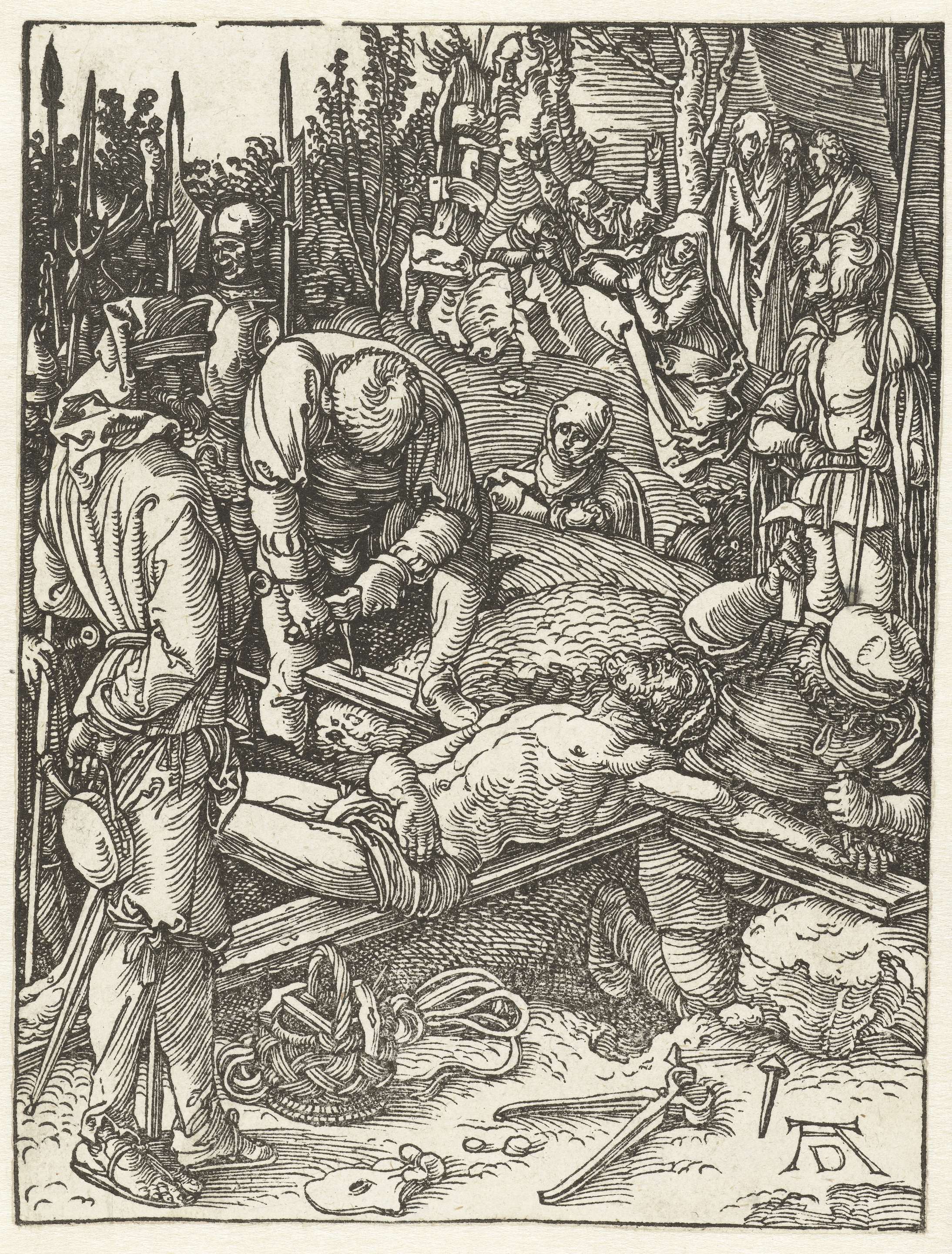 Christus aan het kruis genageld by Albrecht Dürer, paper medium depicting the crucifixion of Christ