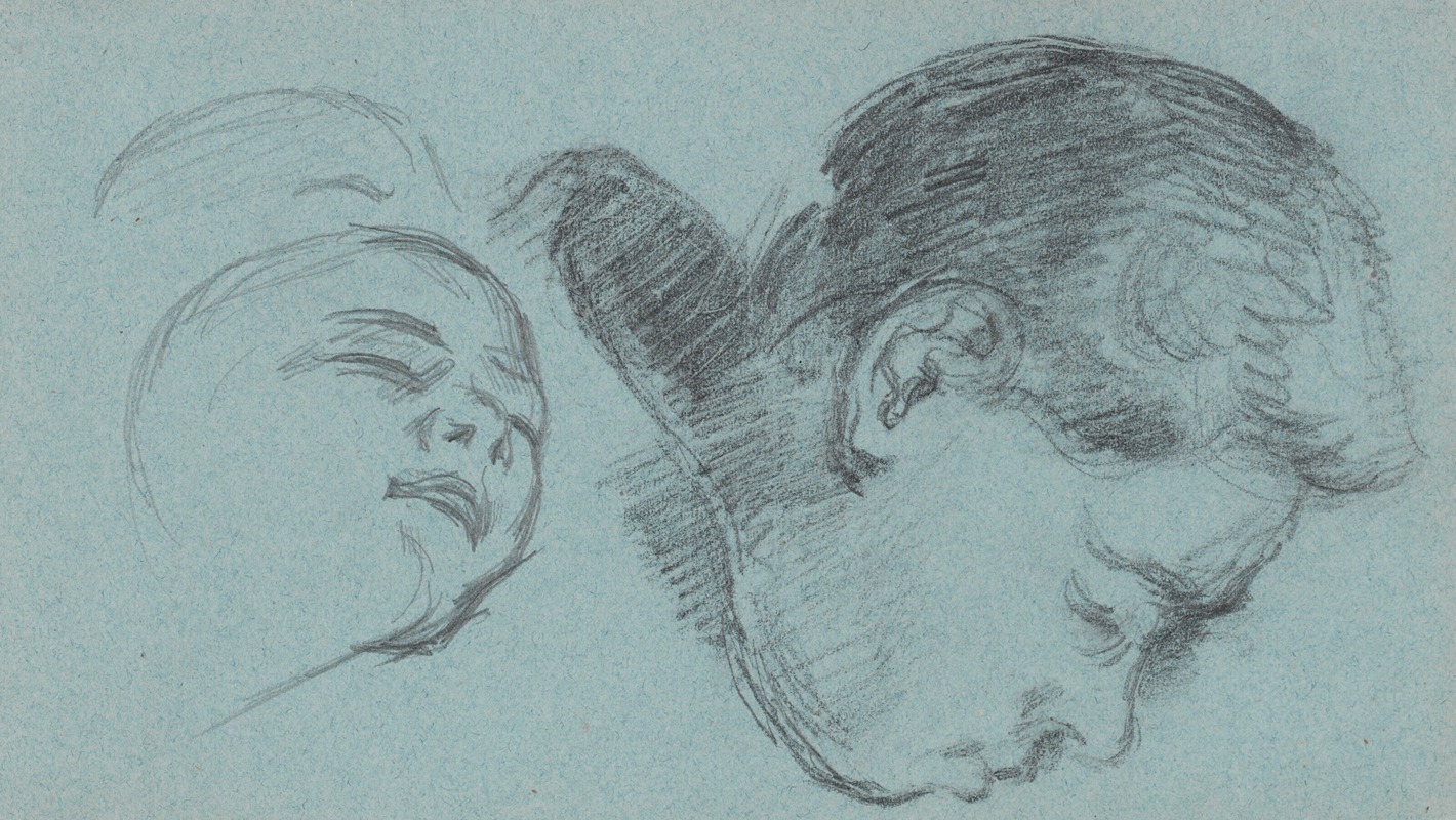 A study of heads by Paul Cézanne showcasing his unique approach to form and color.