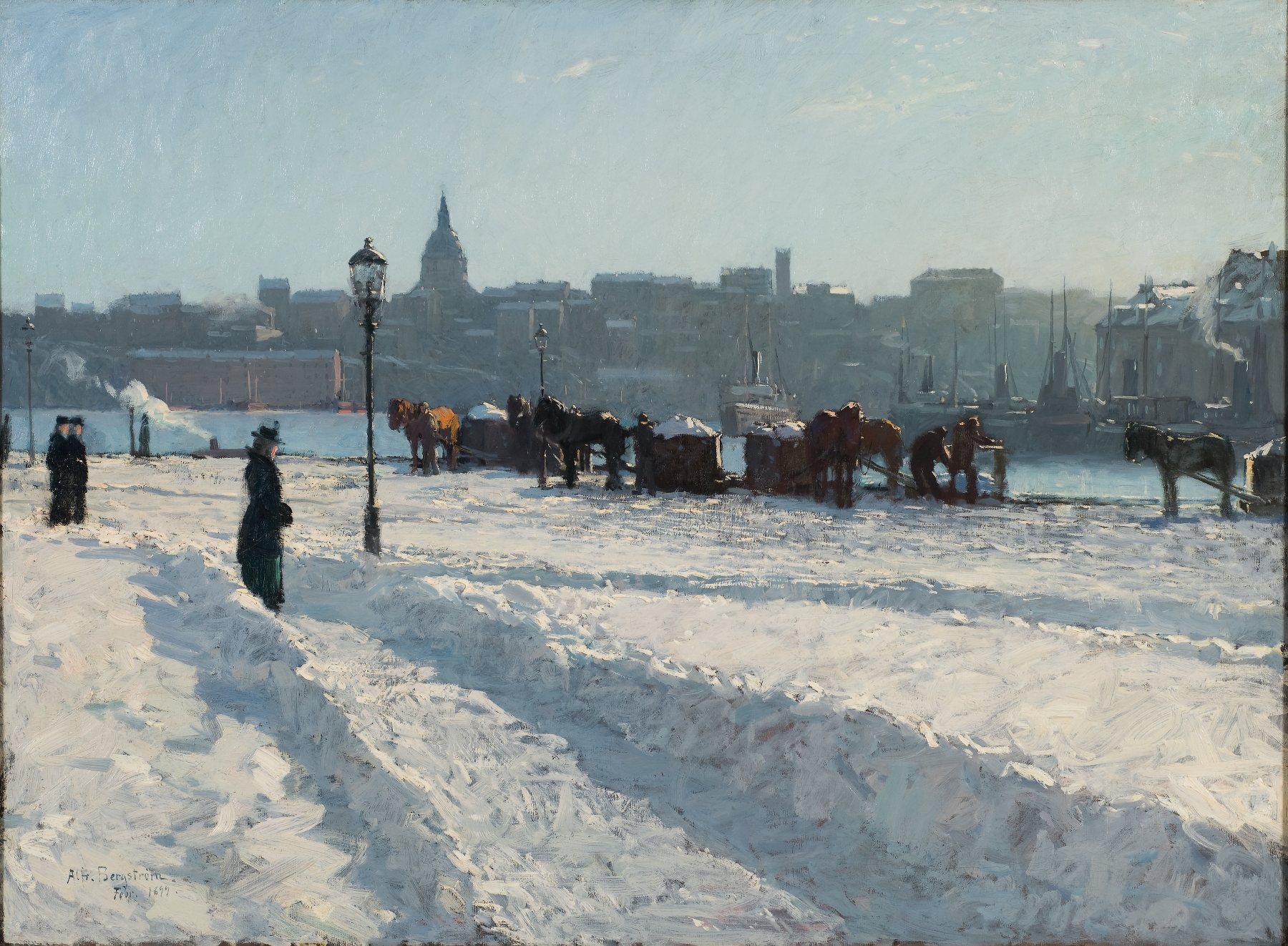 Winter landscape with snow-covered trees by Alfred Bergström