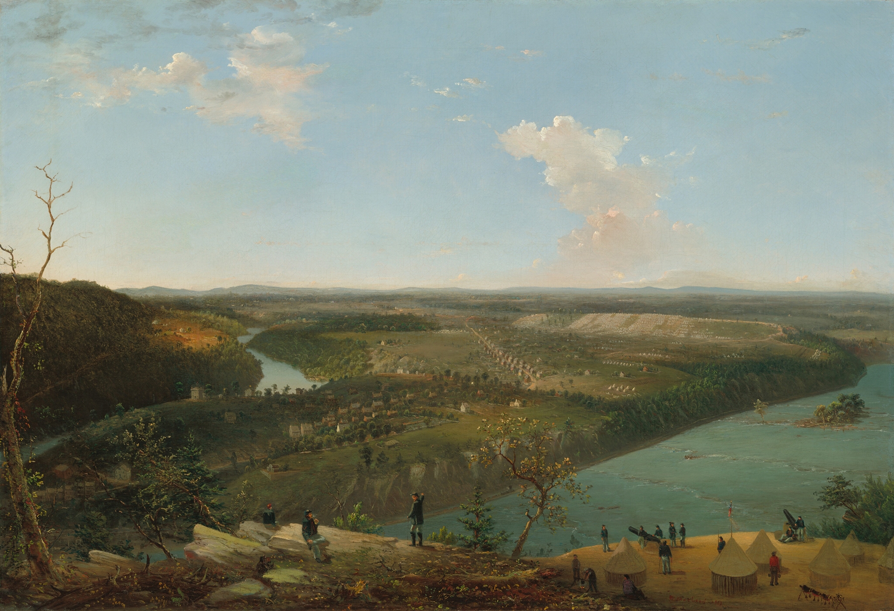Historical landscape of Maryland Heights; Siege of Harpers Ferry by William Macleod, oil painting