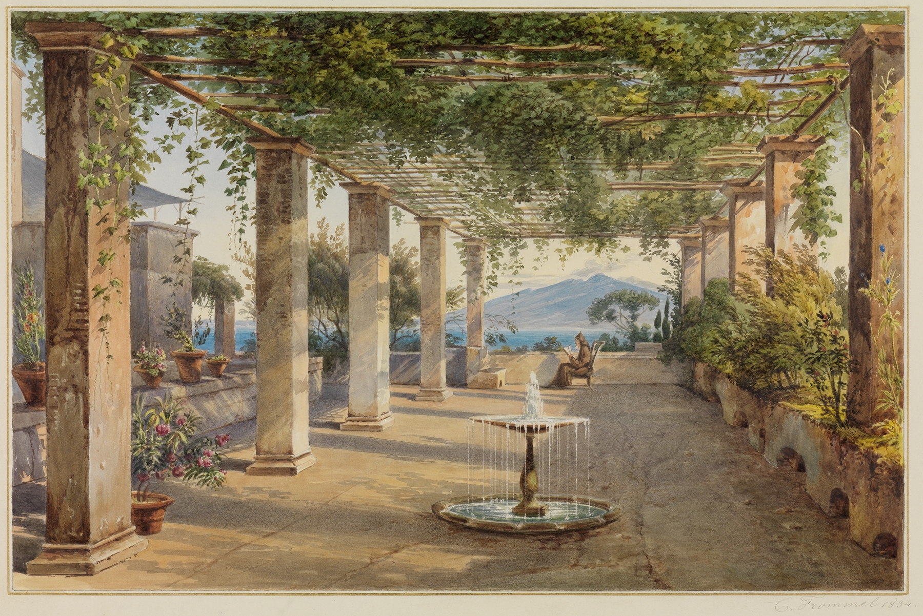 Laubengang der Villa Cucumella in Sorrent, by Carl Ludwig Frommel, public domain