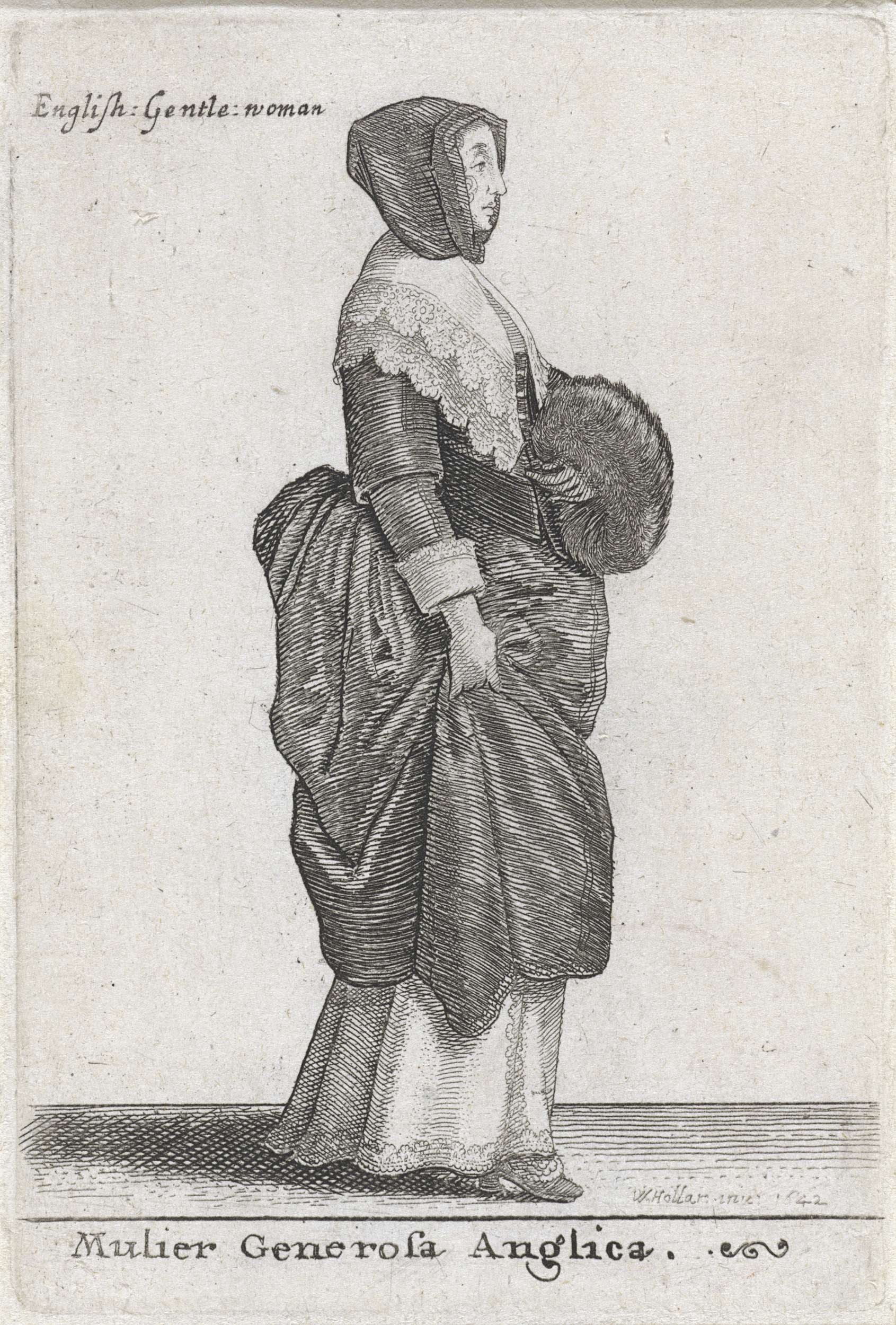 Mulier Generosa Anglica / English Gentle woman, by Wenceslaus Hollar, public domain