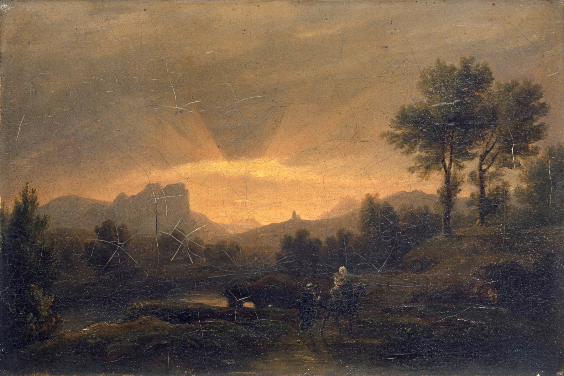 River landscape with the Holy Family, oil on canvas by Jakob Christoph Miville