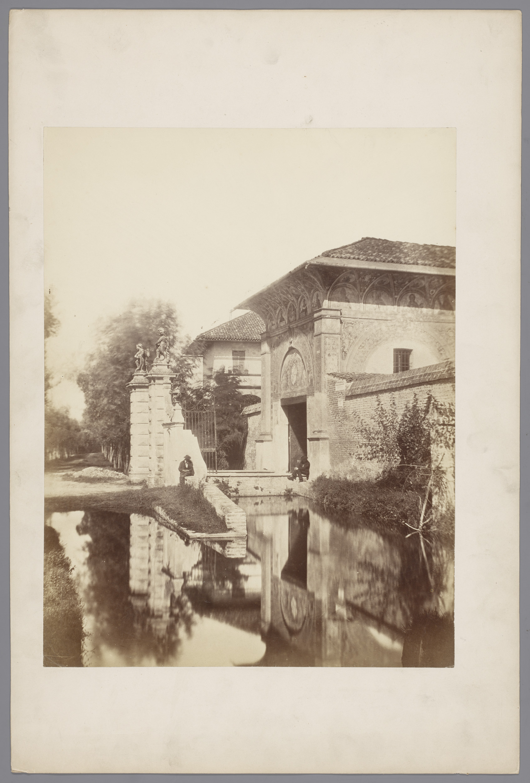 Albumen print of the Certosa di Pavia archway by Pompeo Pozzi