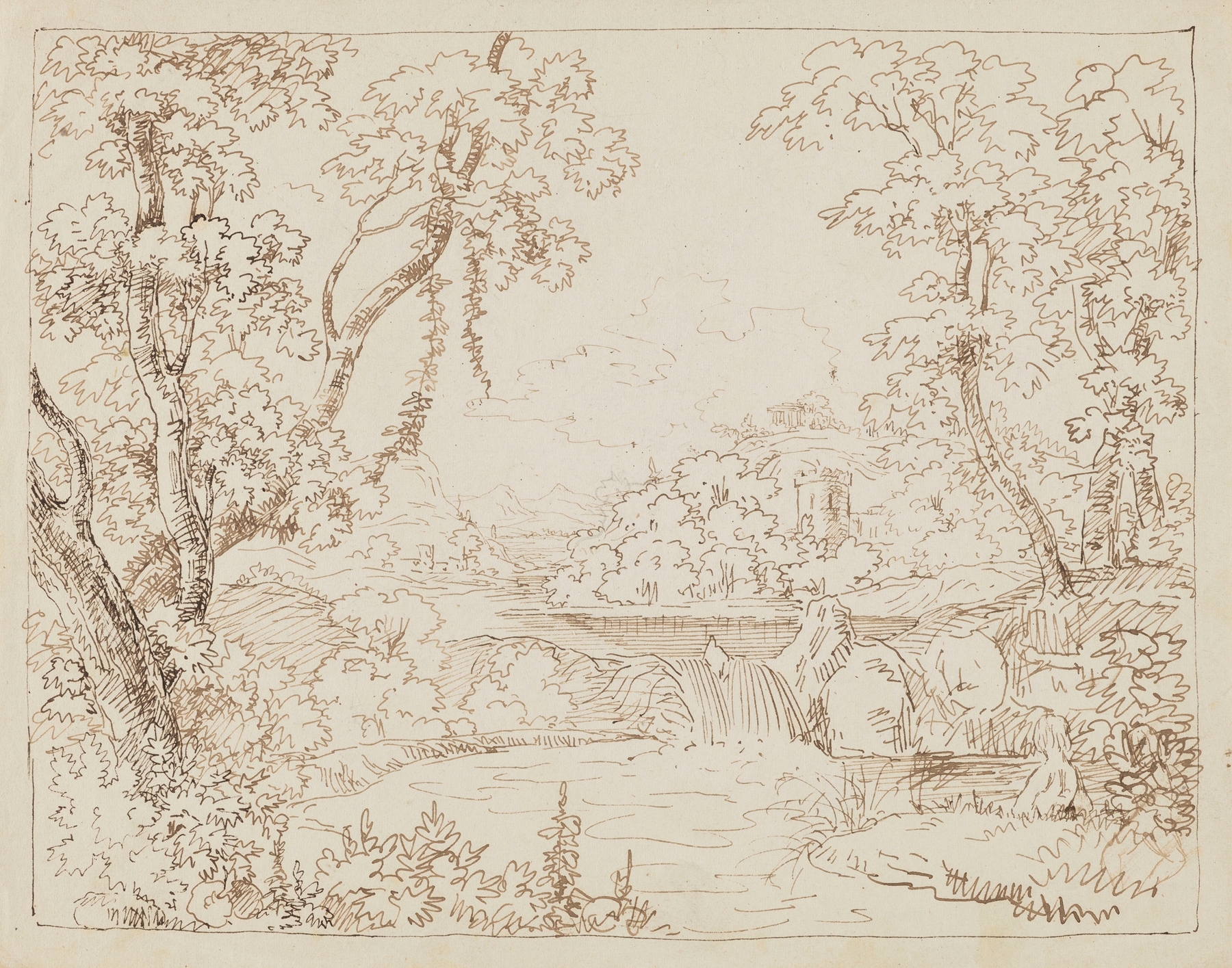 Landscape with Trees by the River, oil painting by Arthur Blaschnik