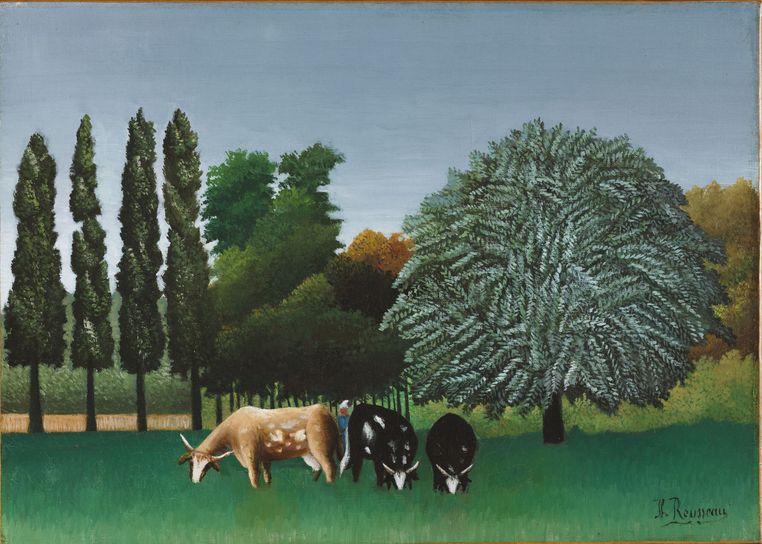 The Banks of the Oise by Henri Rousseau, oil on canvas depicting a tranquil river landscape.