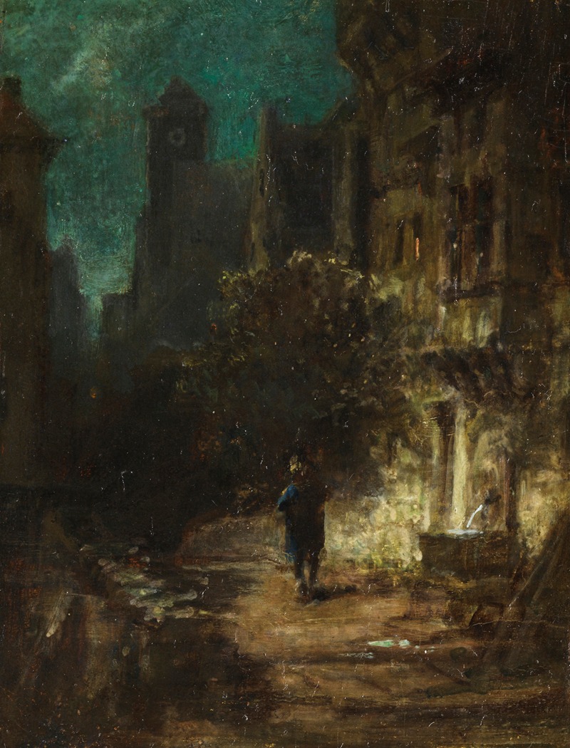 A man wandering in moonlight, capturing the essence of solitude.