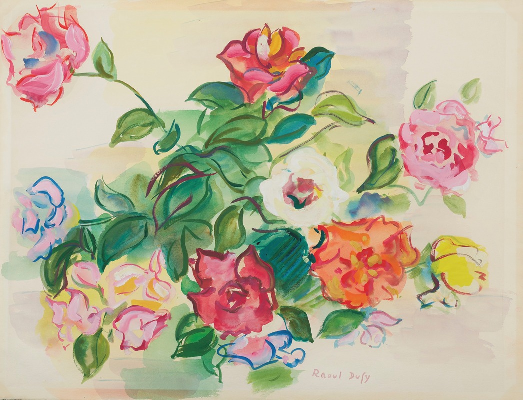 A vibrant painting of roses by Raoul Dufy.