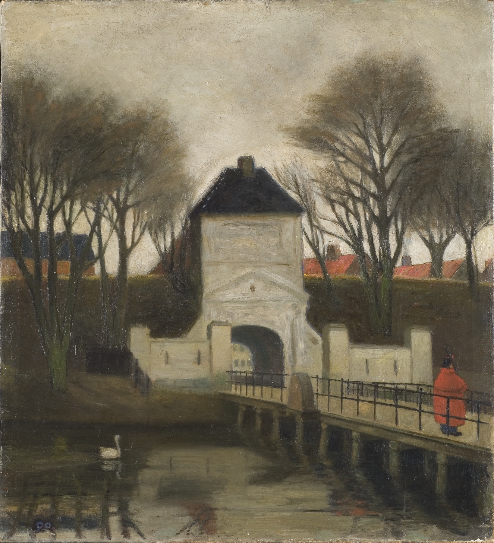 View of Kastellet, Copenhagen by Johan Rohde, oil on canvas depicting a serene landscape with trees and grass.