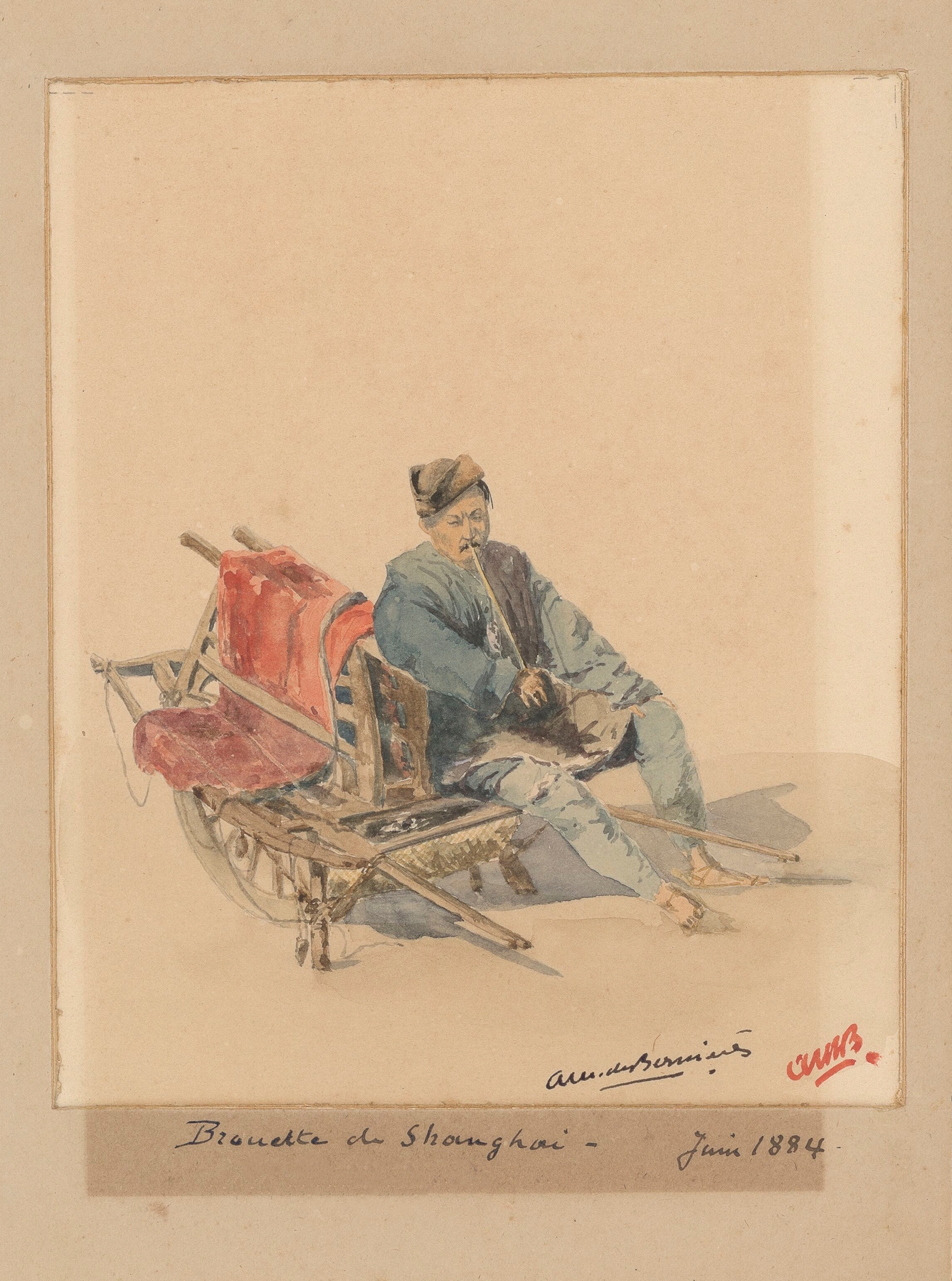 watercolour by Auguste Mouillesaux de Bernières depicting a serene landscape