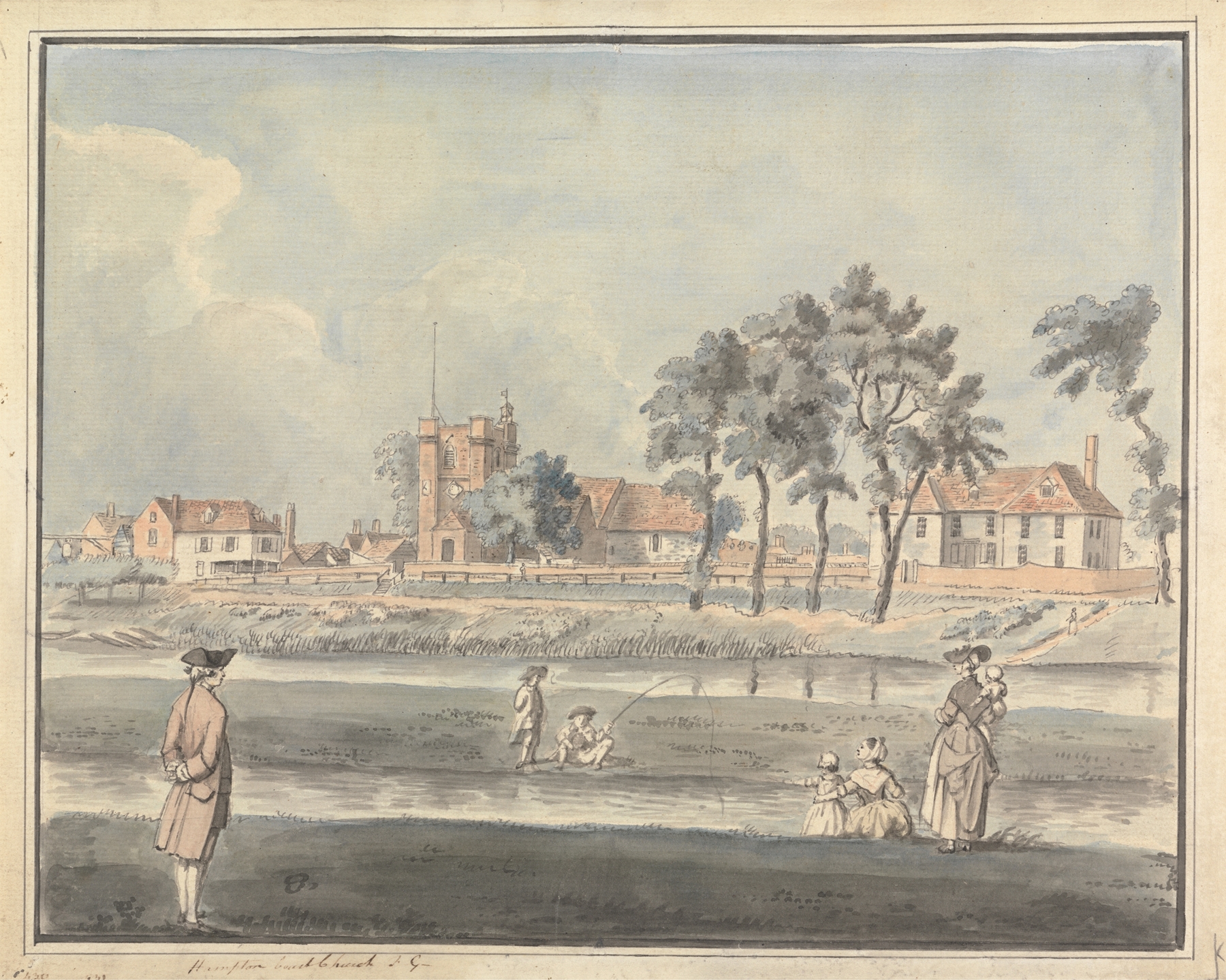 Engraving of Hampton Court Church by Capt. Francis Grose, showcasing detailed stonework.