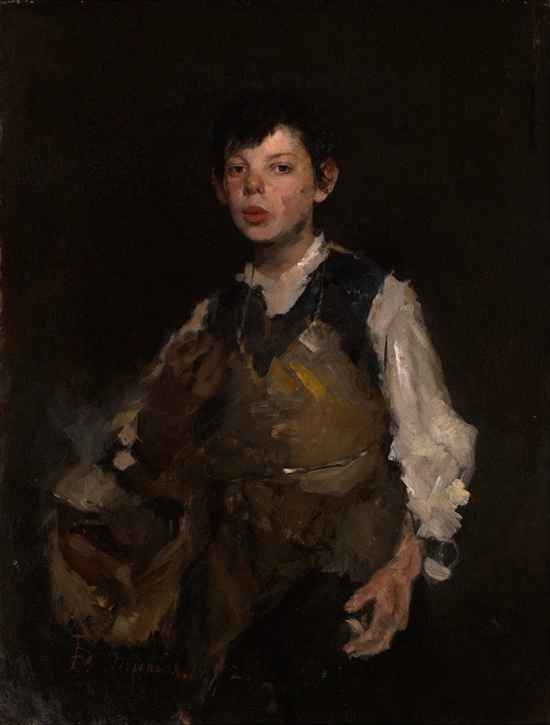 A young boy whistling while standing outdoors.