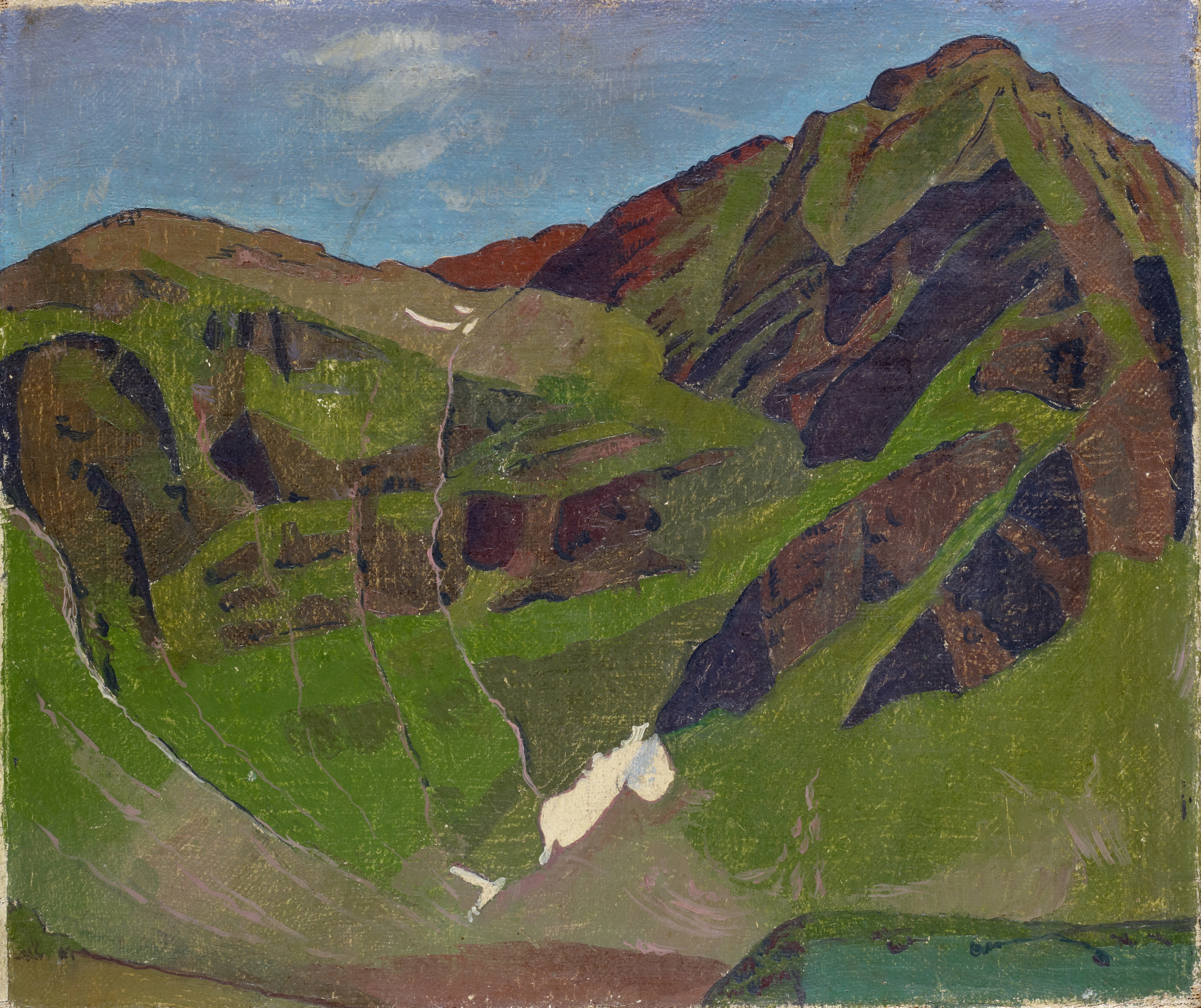 Landscape featuring mountains and a tranquil sky, oil painting by Franz Marent