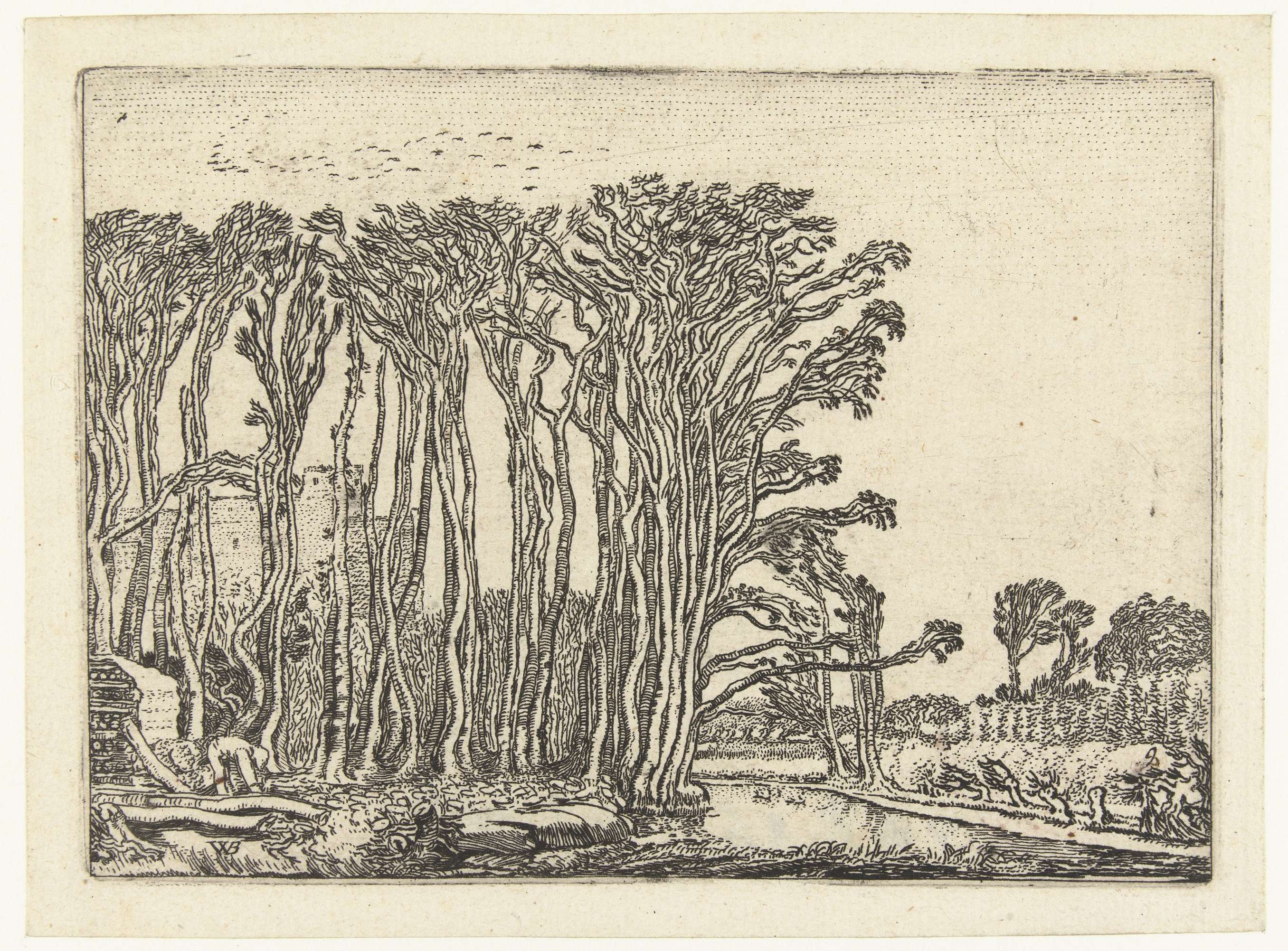 Landschap met kale bomen aan een water, by Willem Pietersz Buytewech, public domain
