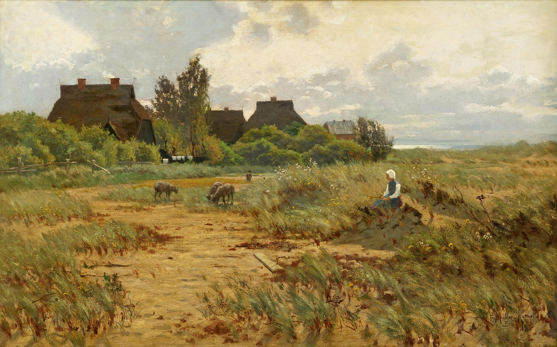 Landscape with summer fields and flowers, oil painting by Paul Müller-Kaempff