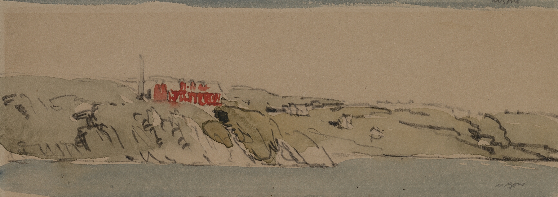 Entering Bergen, by Muirhead Bone, public domain