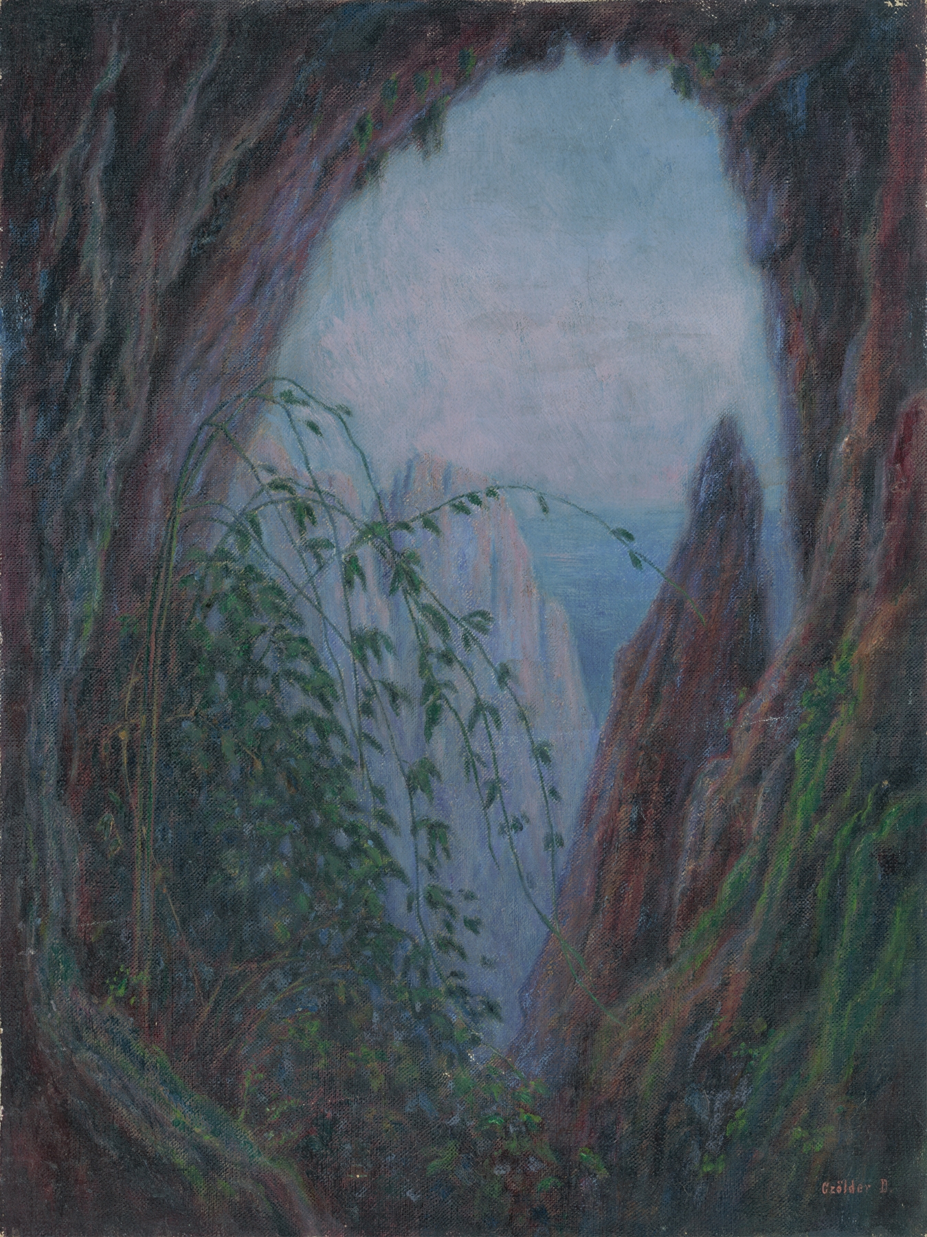 Rocky Landscape by Dezider Czölder, Post-Impressionism, depicting swirling patterns and rugged outcrops.