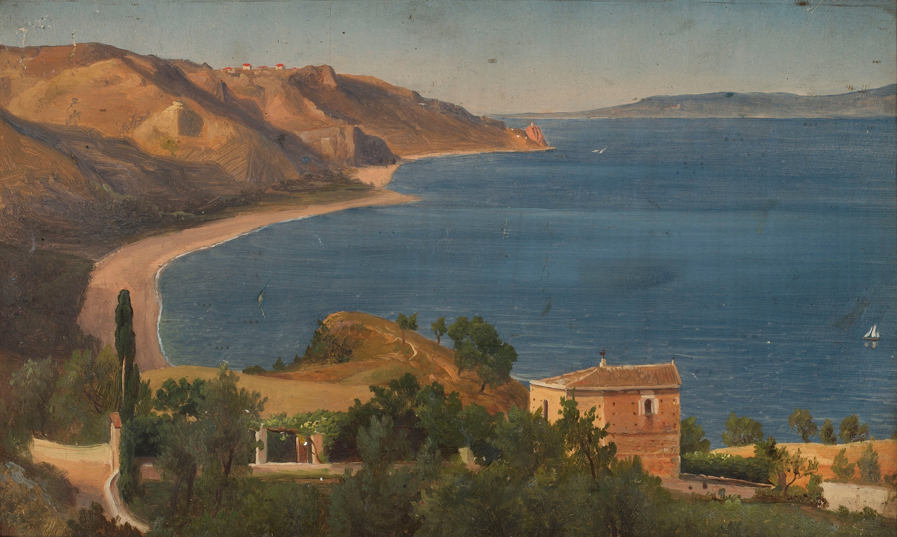 Seaside landscape by Chrystian Breslauer, oil painting depicting waves and shore.