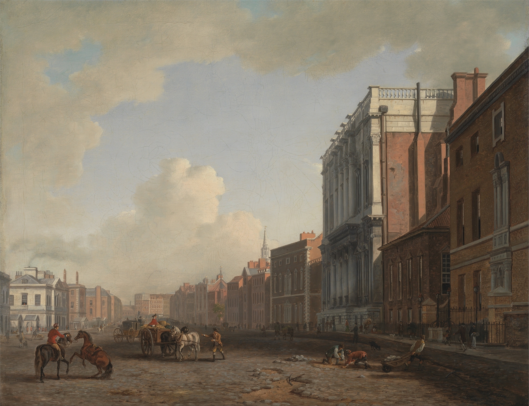 Landscape of Whitehall by William Marlow, oil on canvas, featuring a canal and misty buildings.