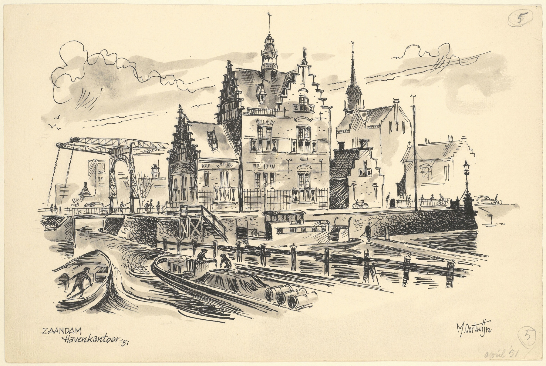 harbor office in Zaandam, oil on canvas by Maarten Oortwijn