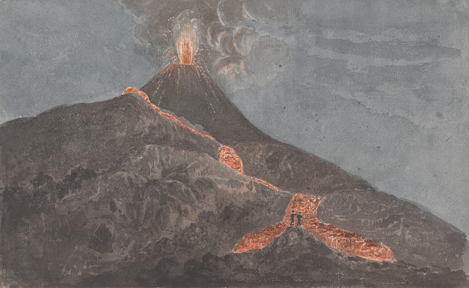 Vesuvius in Eruption by Isaac Weld, oil on canvas depicting a volcanic eruption.