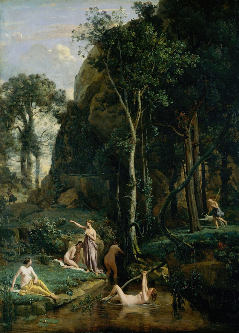 Diana and Actaeon depicts the goddess Diana surprised while bathing.