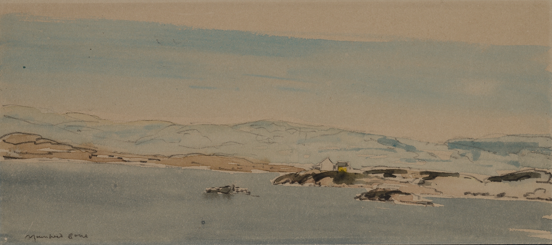 Entering Bergen, by Muirhead Bone, public domain