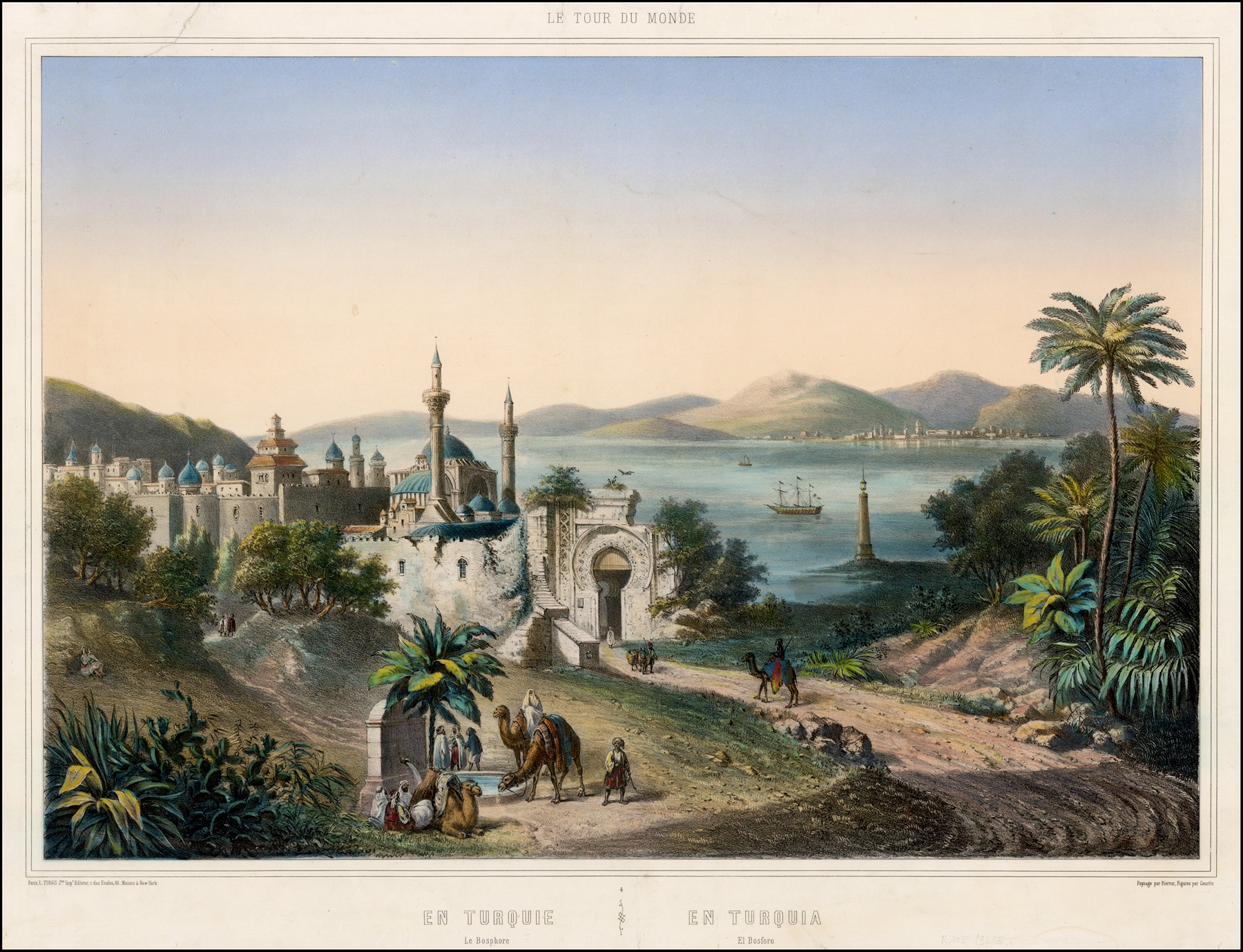 Marine scene depicting the Bosphorus, oil painting by unknown artist