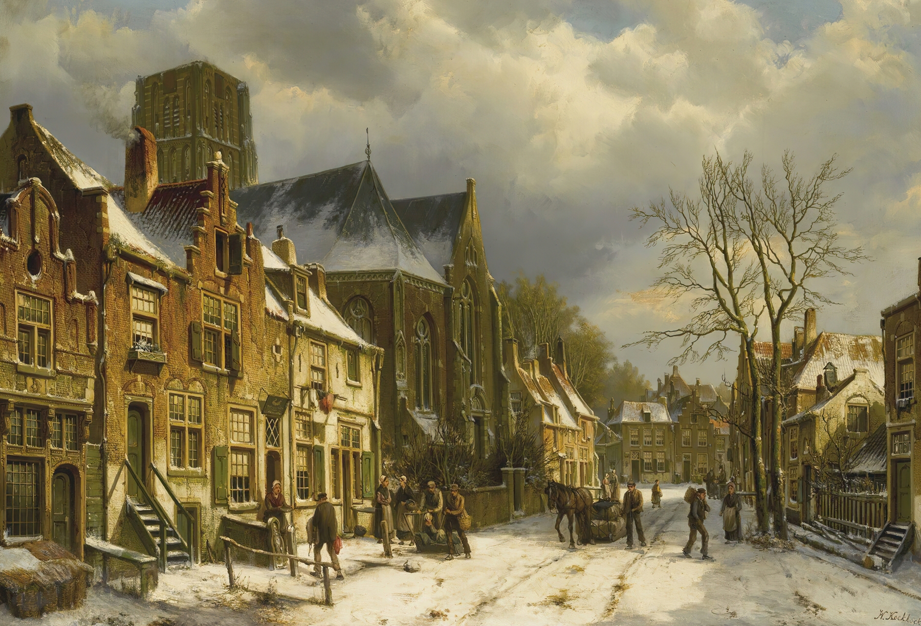 Winter In The Streets Of A Dutch Town, by Willem Koekkoek, public domain