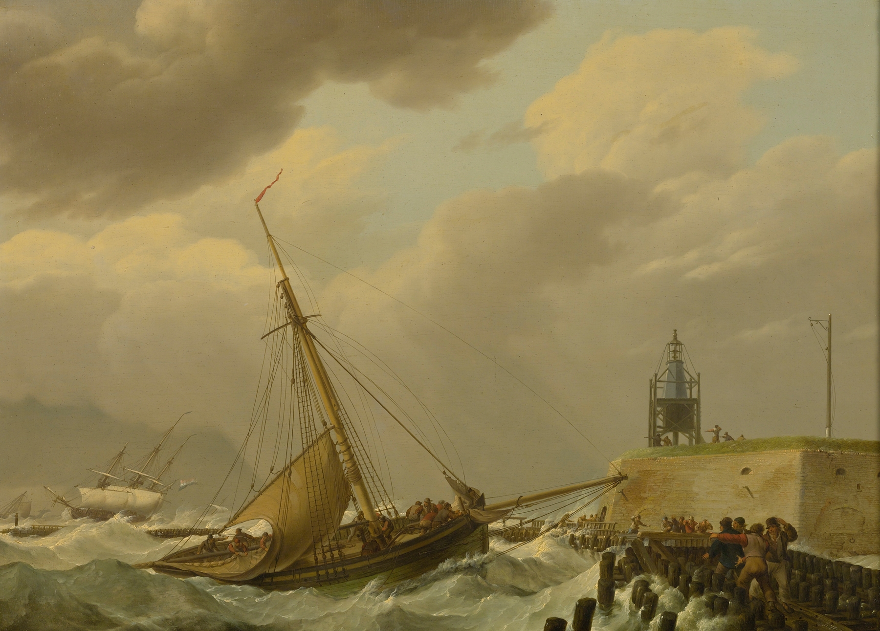 Ship In Stormy Seas, by Johannes Hermanus Koekkoek, public domain