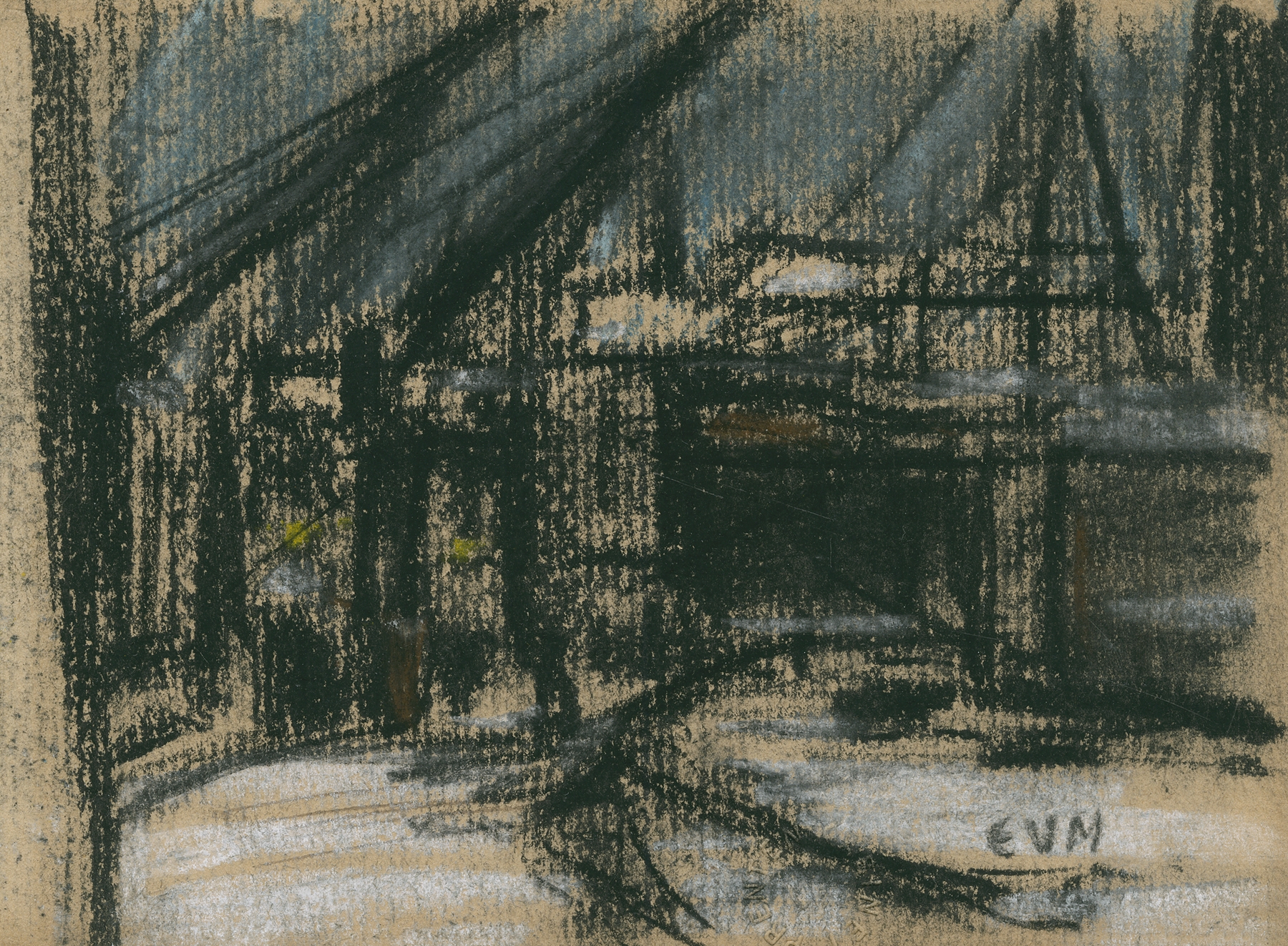 Kranen in de haven, by Eugeen Van Mieghem, public domain