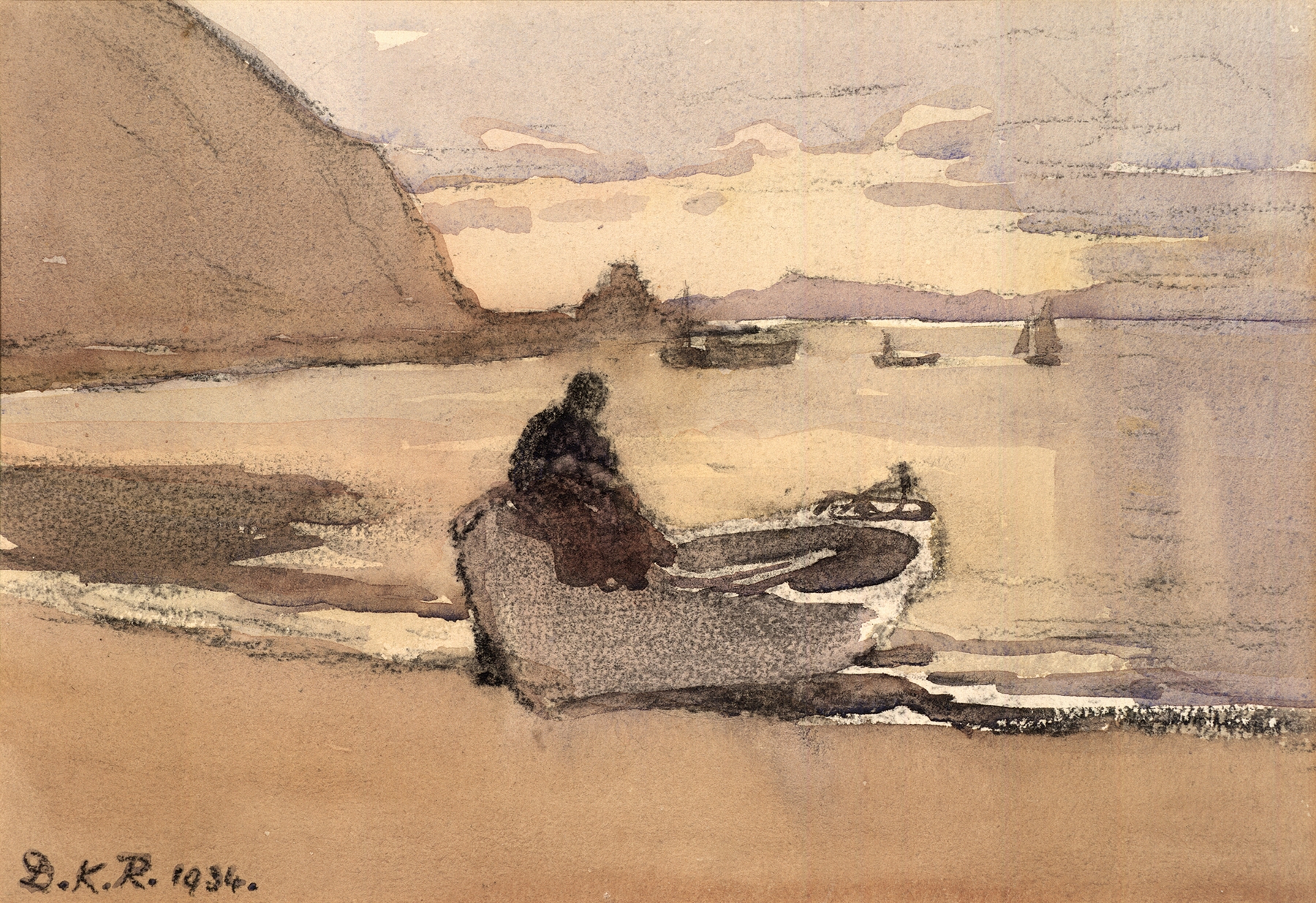 Evening, York Bay by Dorothy Richmond, impressionism, depicting twilight over shimmering water