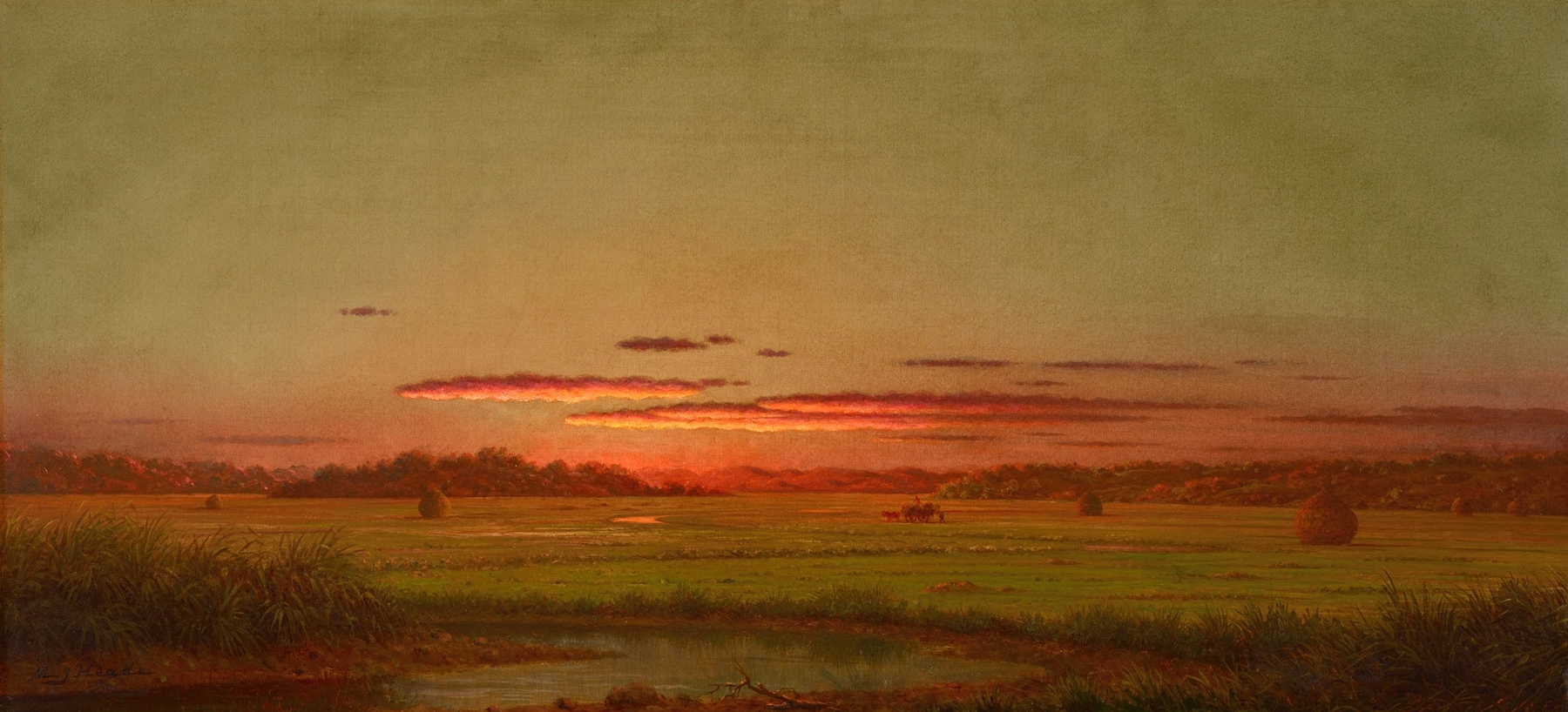 Sunset, Haywagon in the Distance, by Martin Johnson Heade, public domain