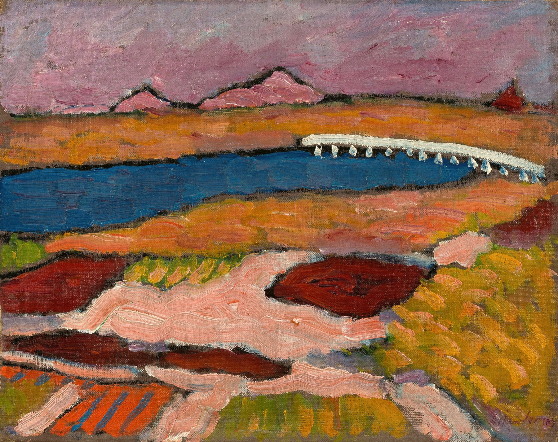 Abstract landscape with vibrant brushstrokes by Alexej von Jawlensky, oil on canvas