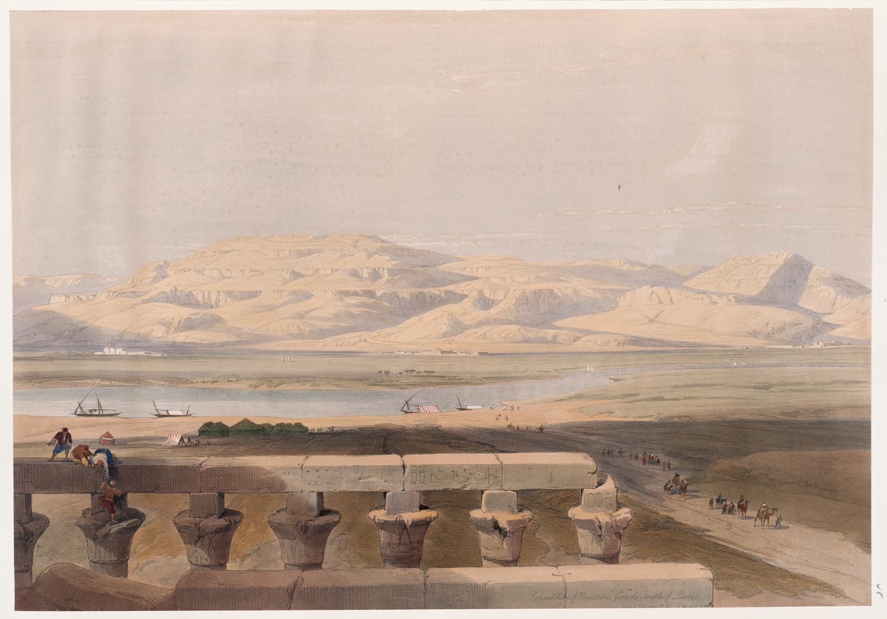 Libyan Chain of Mountains, oil painting by David Roberts, featuring mountains and ancient ruins