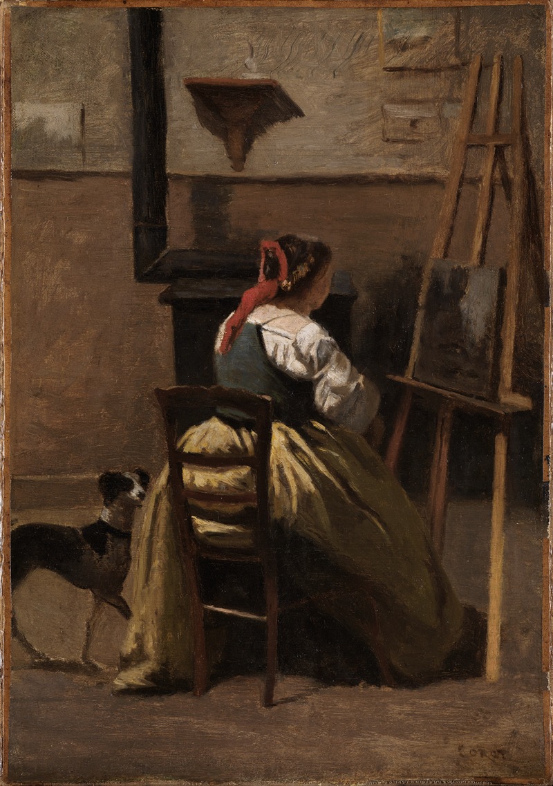 A depiction of an artist's studio filled with natural light and various art supplies.