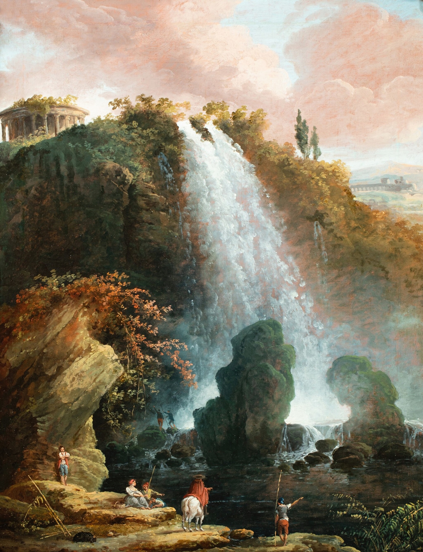 The Tivoli waterfalls with the Temple of the Sibyl, by Hubert Robert, public domain