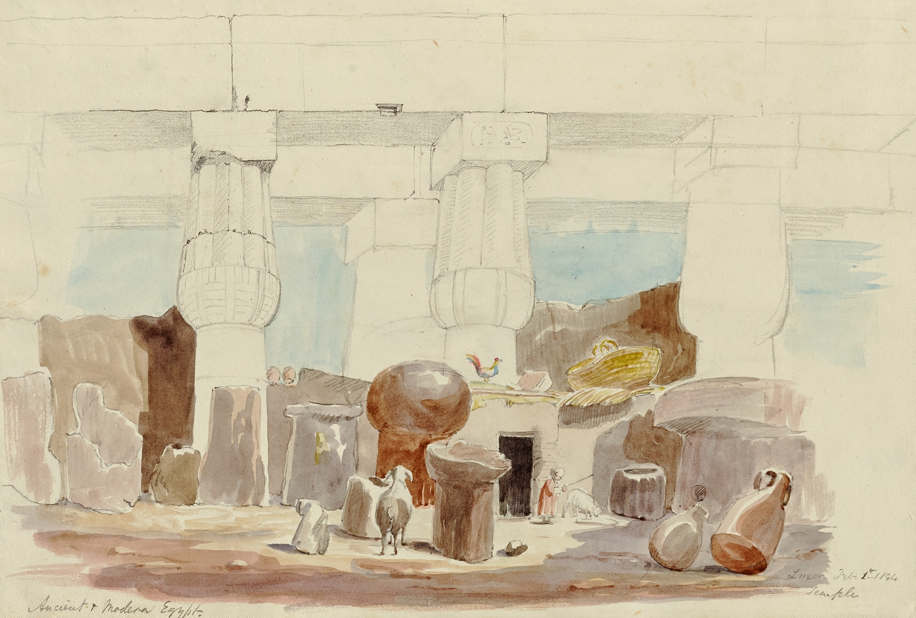 Landscape of Ancient And Modern Egypt by Miner Kilbourne Kellogg, oil on canvas