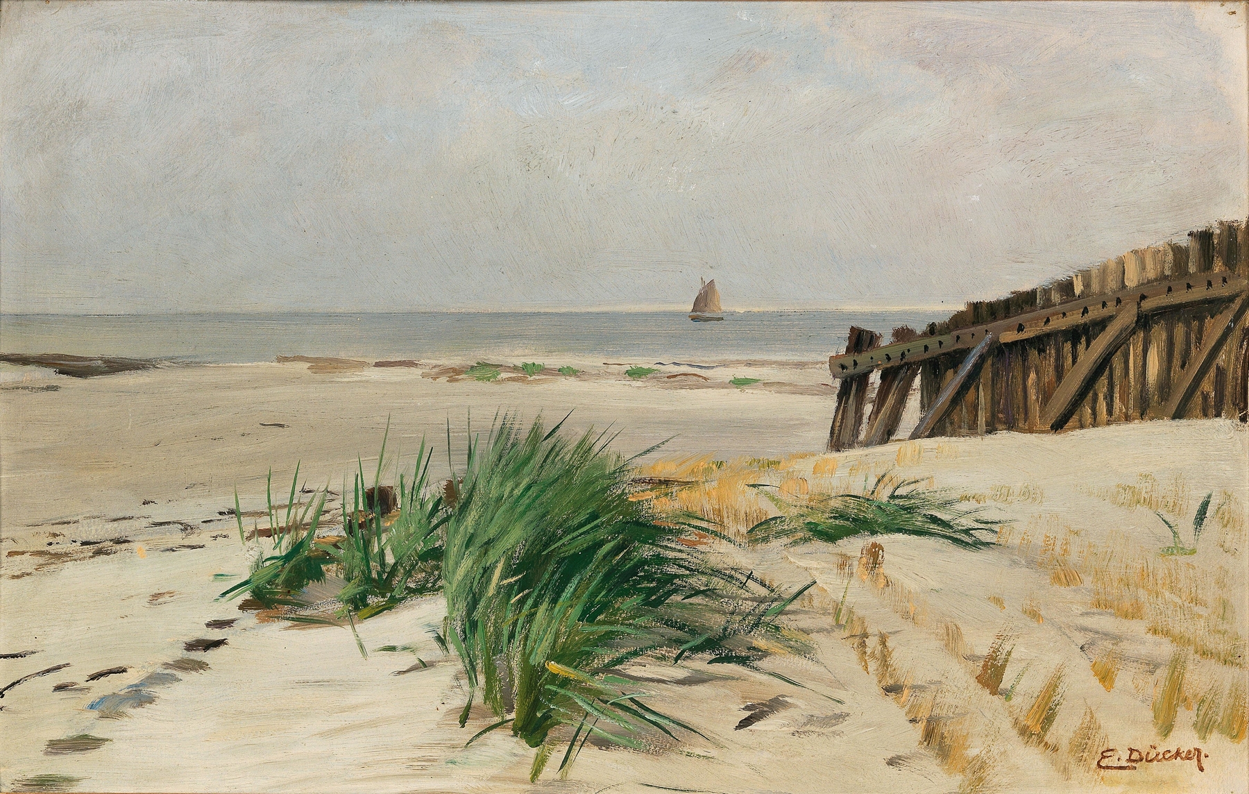On the Beach, by Eugen Dücker, public domain