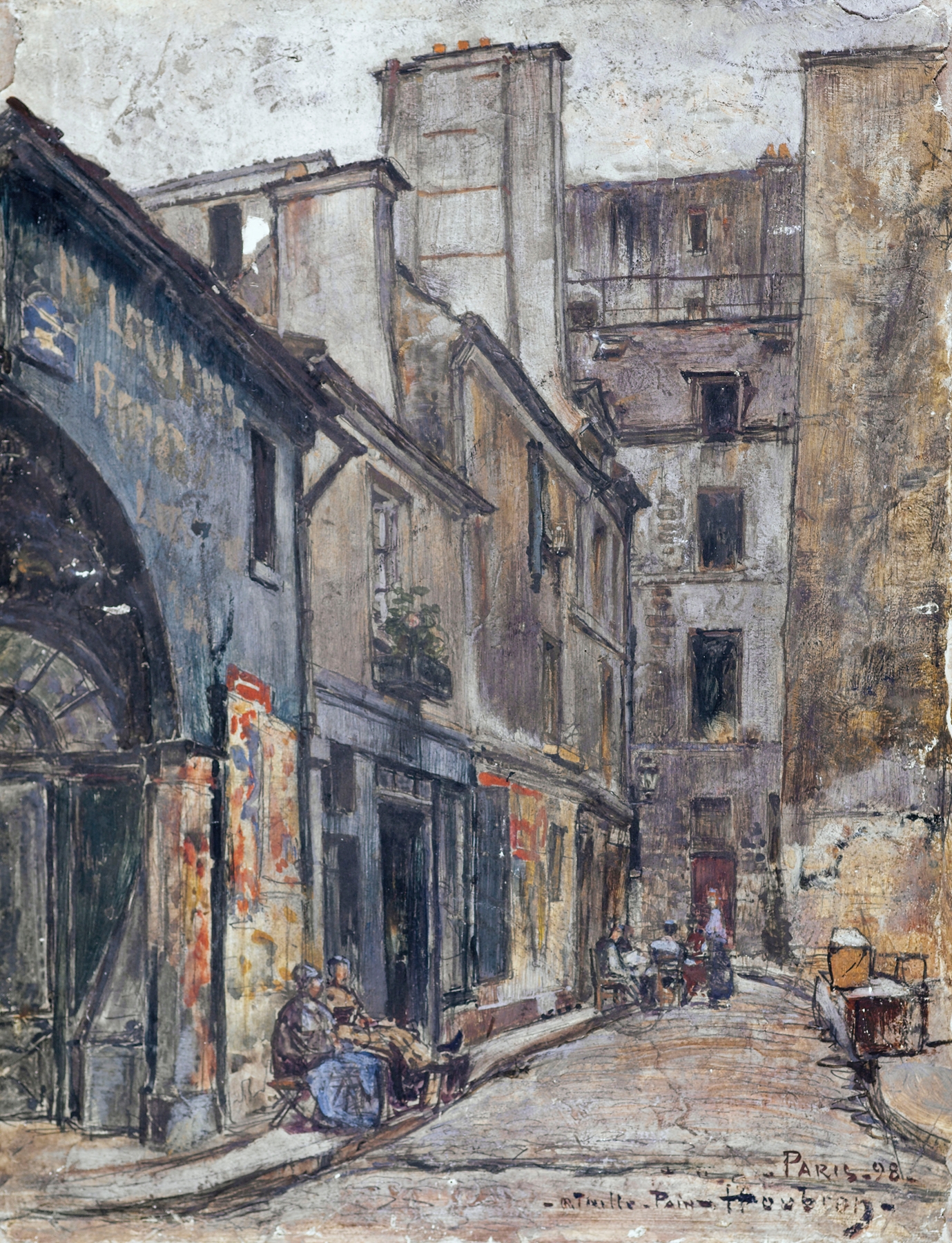 La rue Taille-Pain by Frédéric Houbron, oil on canvas depicting an urban street with trees and light.