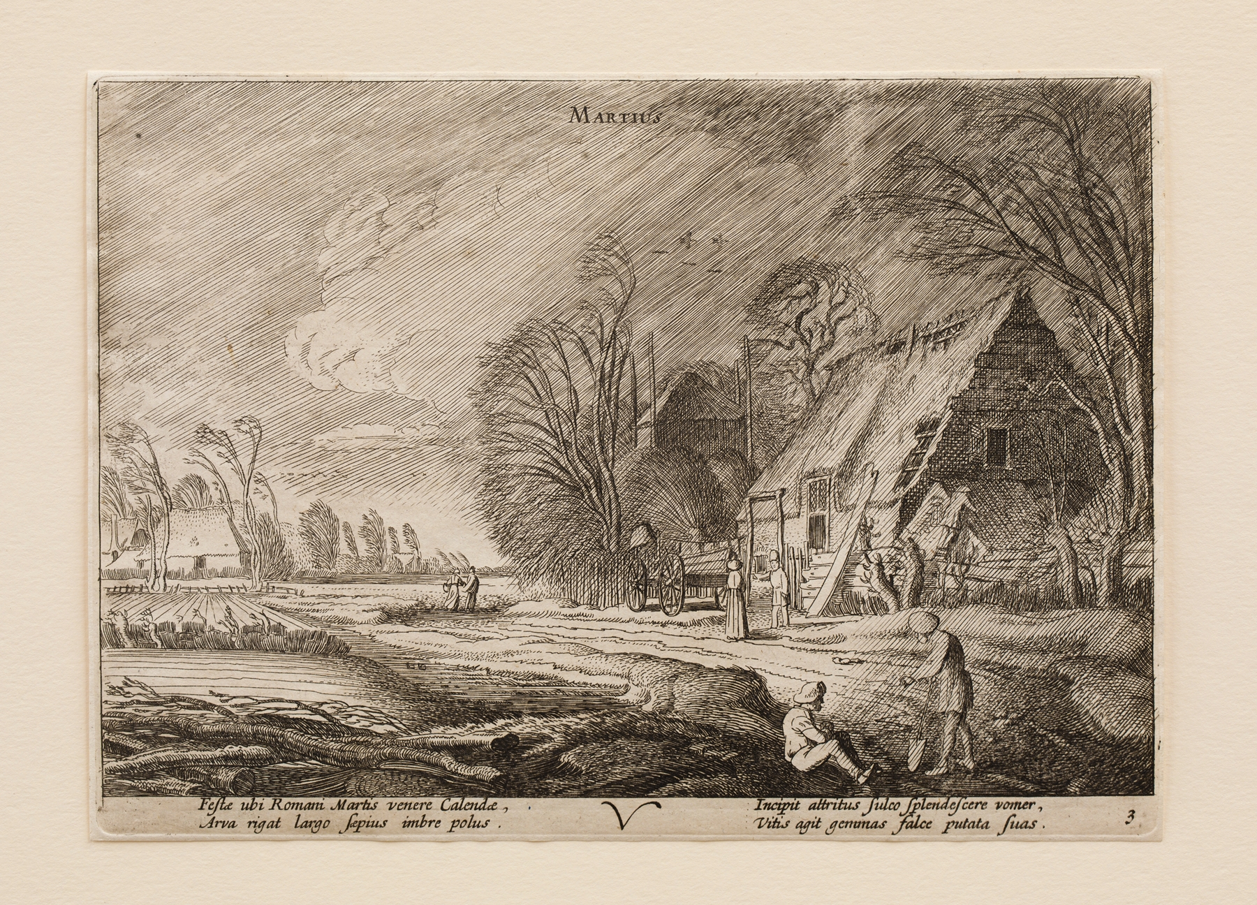 Engraving by Jan van de Velde depicting a serene landscape with trees and horizon.