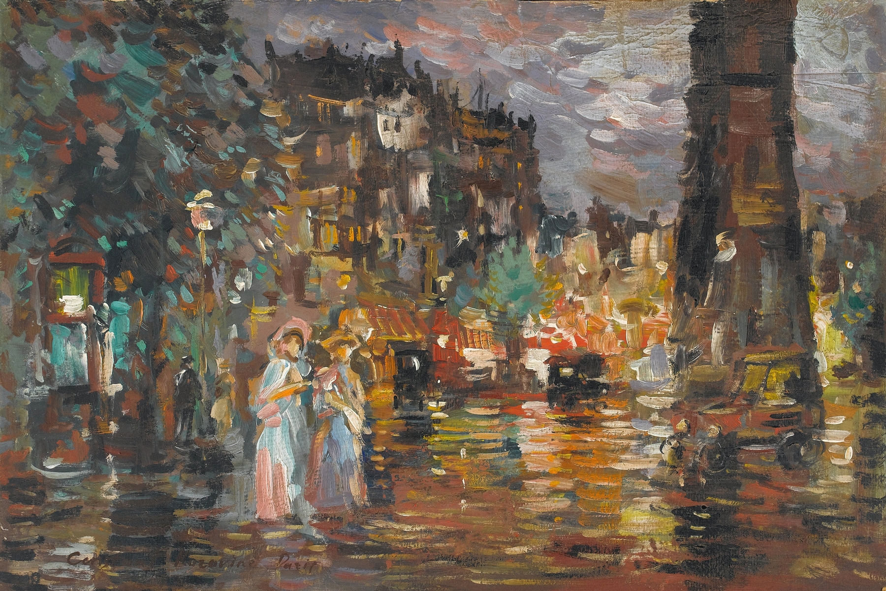 Landscape of Paris at evening, oil on canvas by Konstantin Alexeevich Korovin