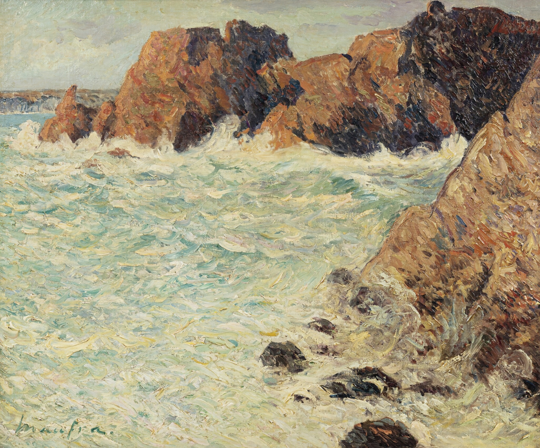Landscape with cliffs and sea, oil painting by Maxime Maufra