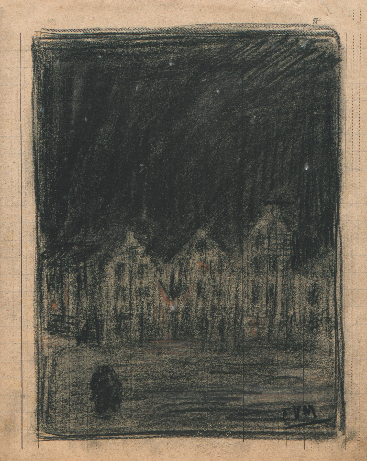 Huizen bij nacht, by Eugeen Van Mieghem, public domain