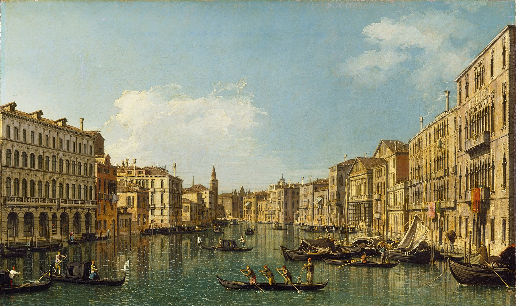 Venice, the Grand Canal from the Palazzo Foscari to the Carità, by Canaletto, public domain