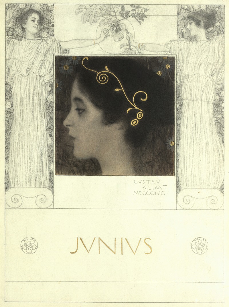 Gustav Klimt's 'Junius' is a striking portrait showcasing his signature style.